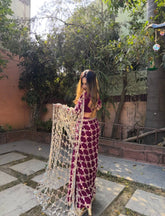 Luxury Real Mirror Work Fendy Silk Saree with Blouse for Women