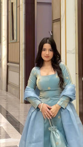 Elegant Fandy Silk 3-Piece Set | Embroidered Top, Plazo & Dupatta | Party Wear