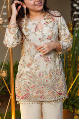 Premium Off White Embroidered Co-Ord Set | Trendy Women Top Pant Set