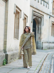 French Crep Silk Top-Bottom And Dupatta Set Fully Stitched Ready To Wear
