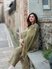 French Crep Silk Top-Bottom And Dupatta Set Fully Stitched Ready To Wear