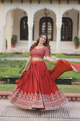 Lehenga Choli With Heavy Sequins & Thread Embroidered work
