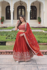 Lehenga Choli With Heavy Sequins & Thread Embroidered work