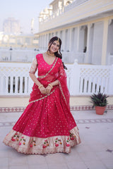 Designer Dola Silk Lehenga Choli Dupatta Set with Meena Weaving & Sequins Work