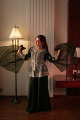 Designer Embroidered Peplum Top Palazzo Set for Women