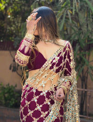 Luxury Real Mirror Work Fendy Silk Saree with Blouse for Women