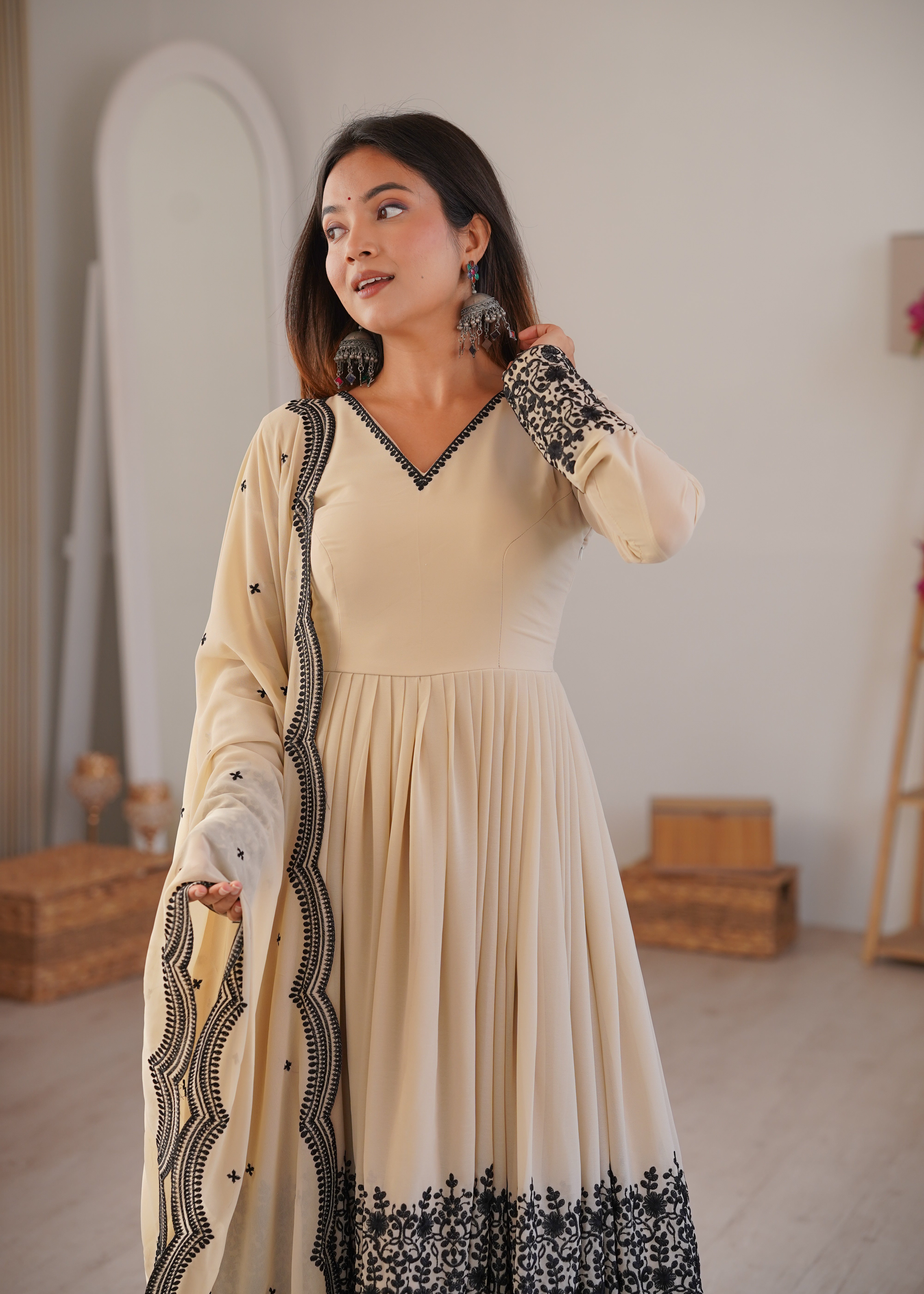 Latest Faux Georgette 3 Piece Suit Set with Embroidery Work | Ready To Wear Ethnic Outfit for Women