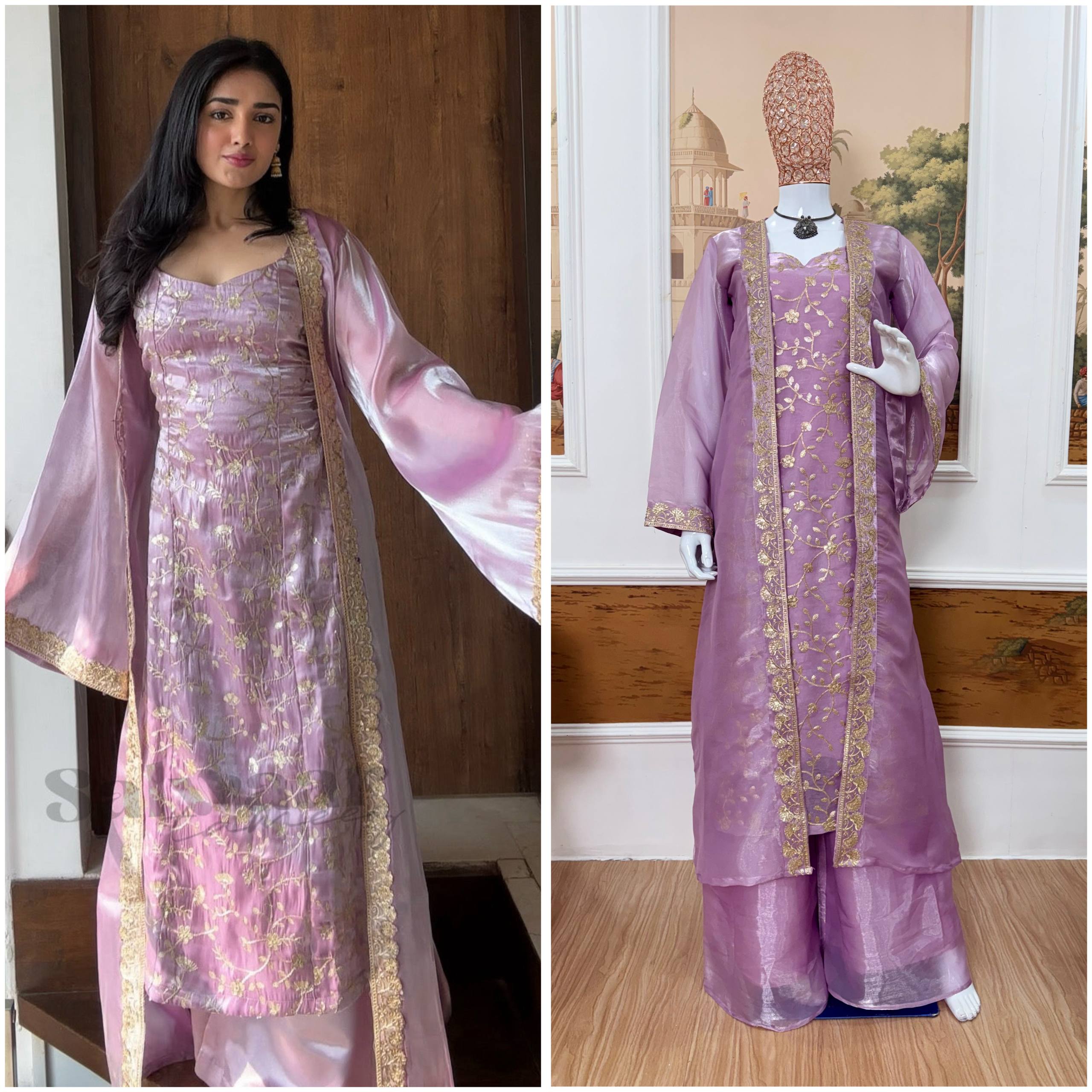 Latest Designer Kurti Koti Plazzo Set in Jimy Silk with Heavy Embroidery | Festive & Wedding Wear Outfit
