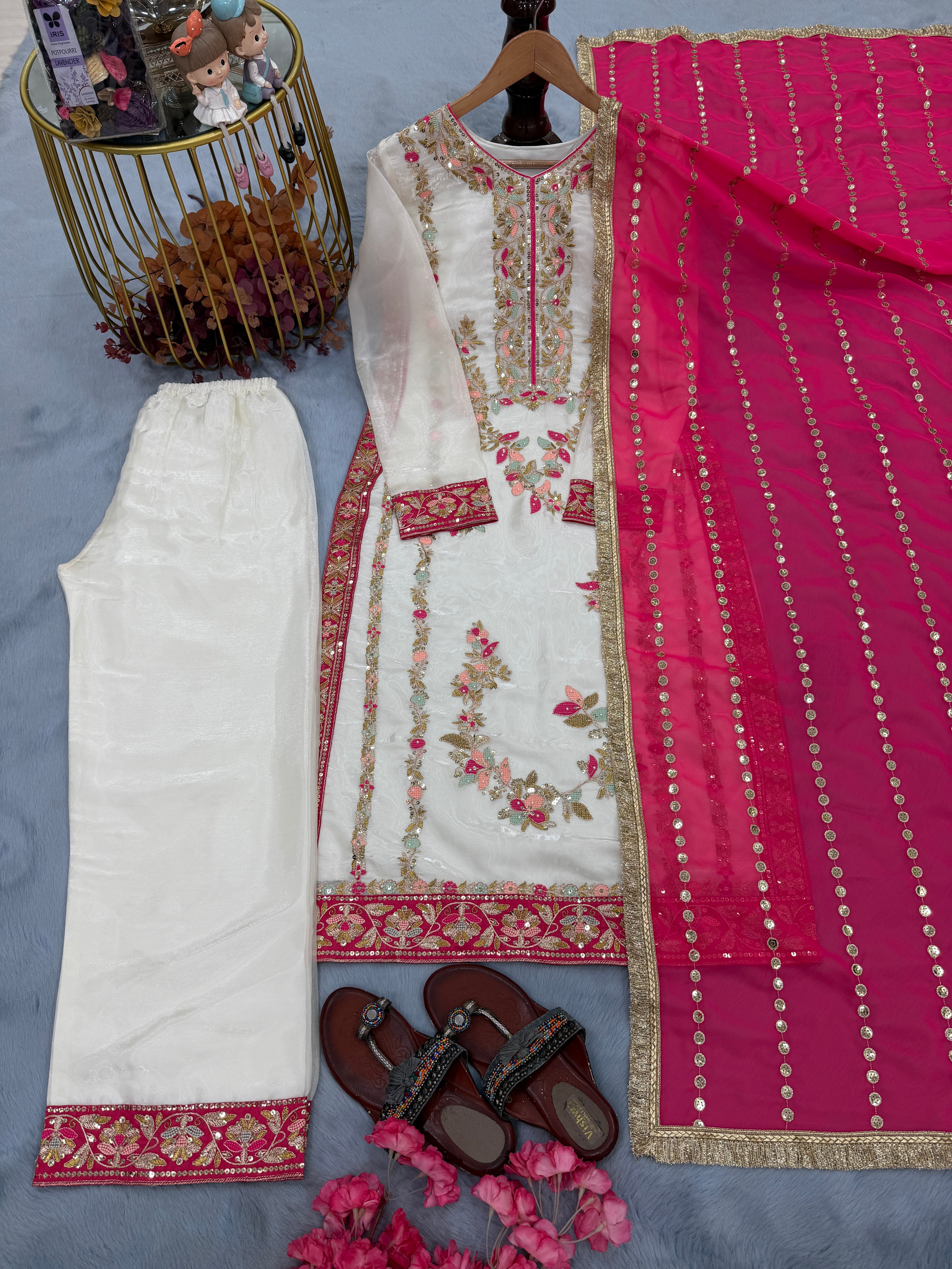 Premium Designer Top Palazzo Set | Heavy Embroidery Sequence Work Women Suit