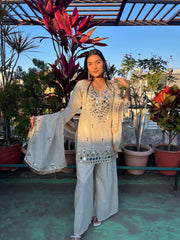 Party & Wedding Special Real Mirror Embroidered Plazzo Suit Set