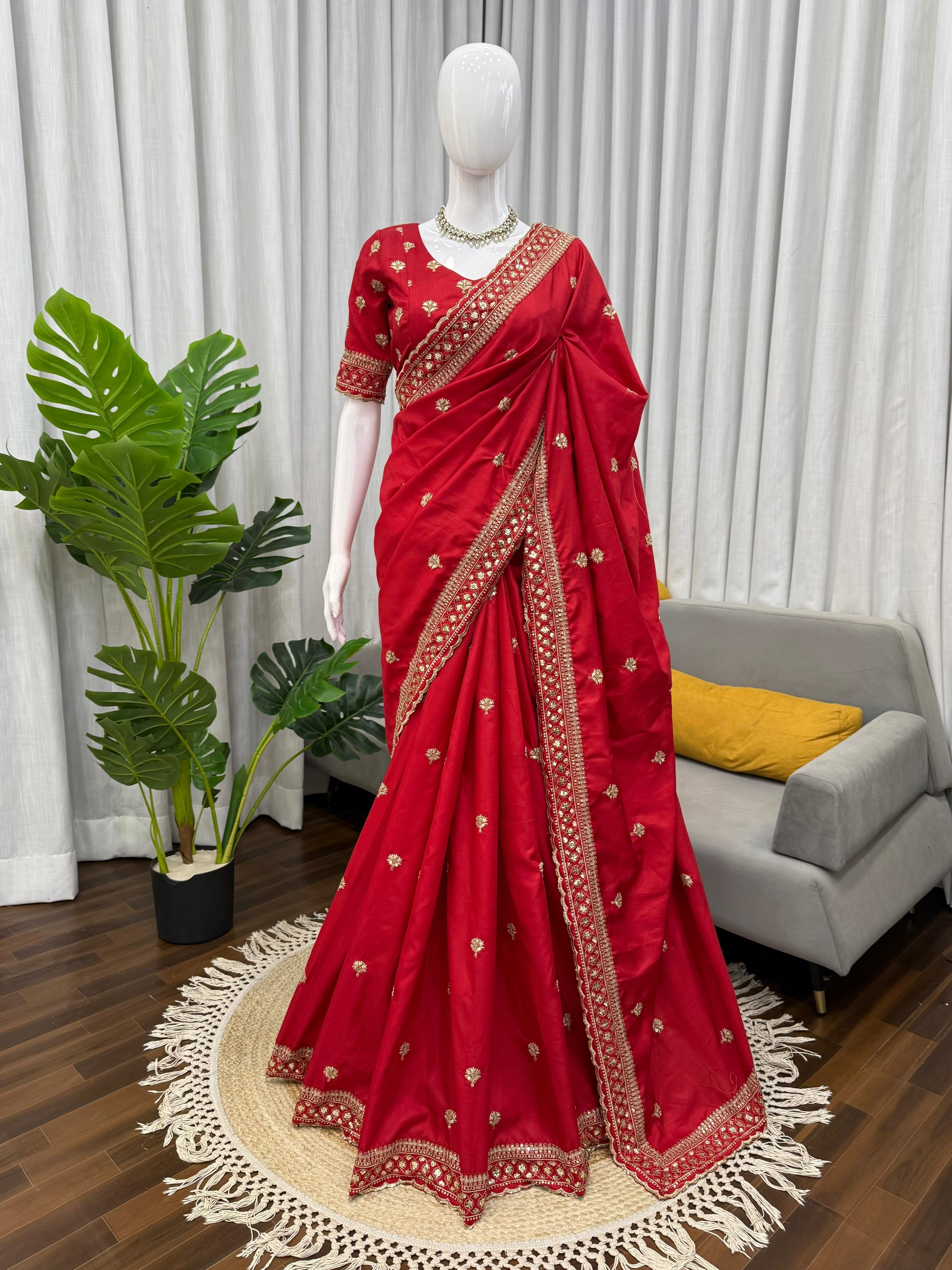 Luxury Designer Jalpari Silk Saree with Detailed Sequence Work