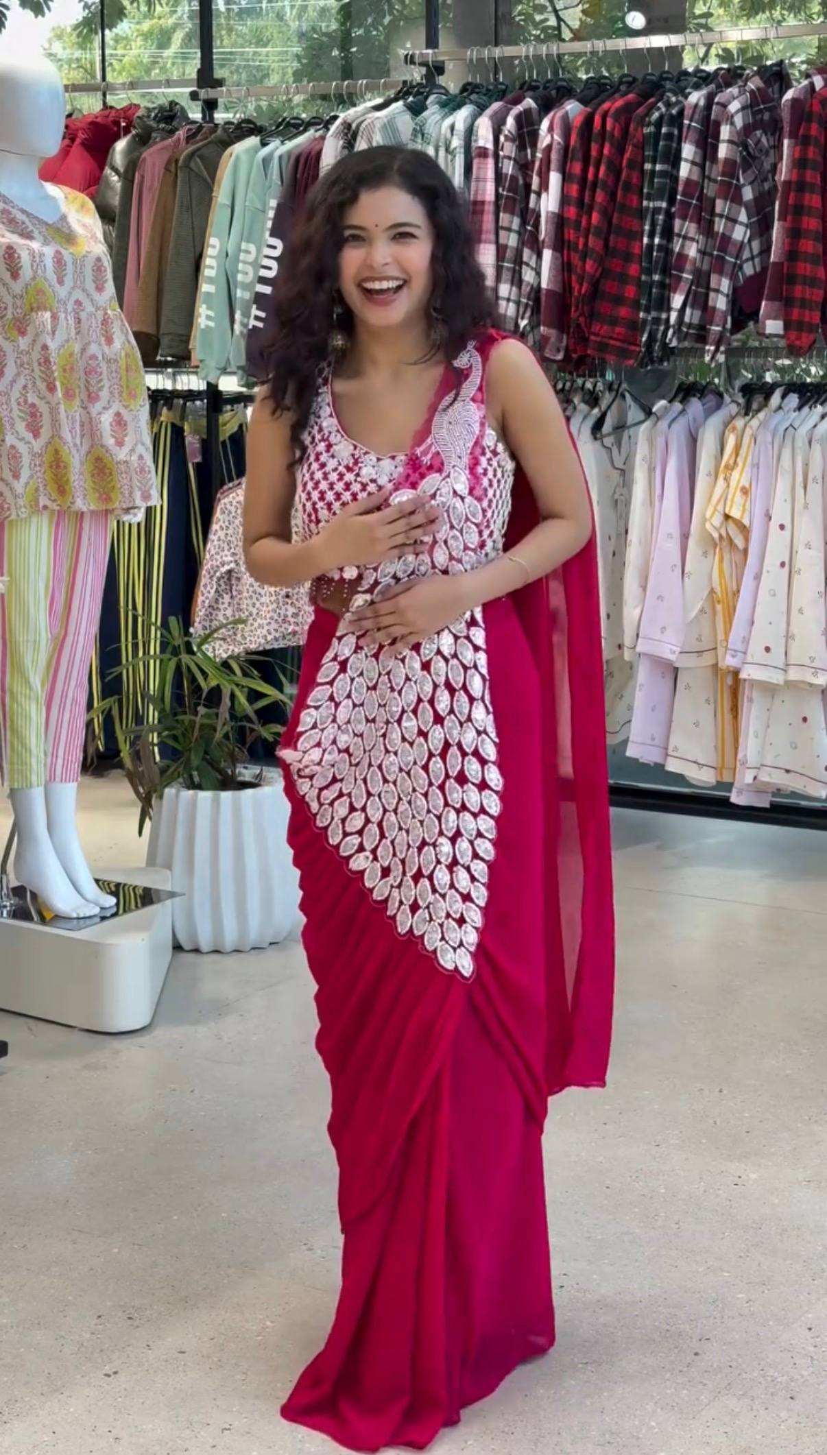 Premium Party Wear Drape Saree with Fully Stitched Embroidered Blouse