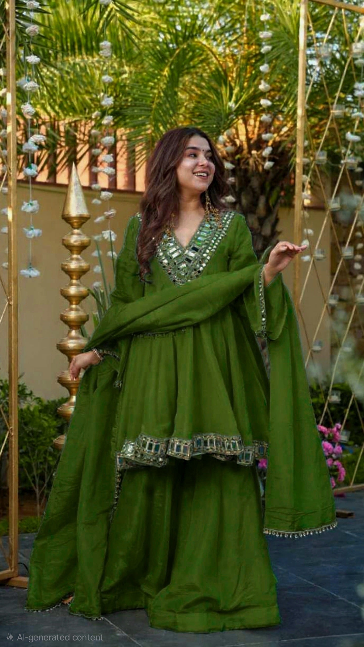 New Designer Party Wear Top Plazzo and Dupatta Real mirror work Set
