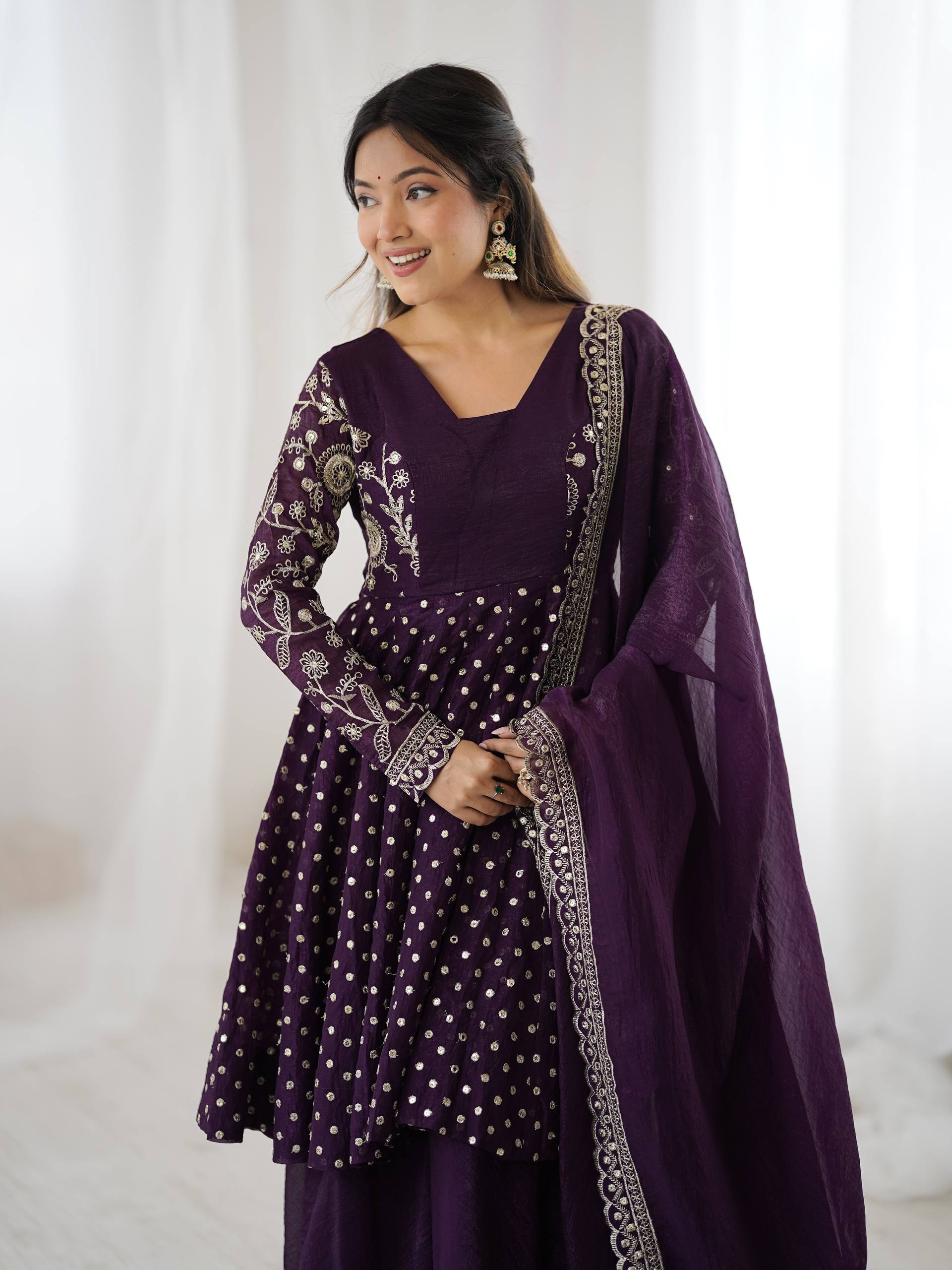 Designer Crunchy Silk Top Sharara Dupatta Set with Heavy Embroidery | Party & Wedding Wear Ethnic Outfit