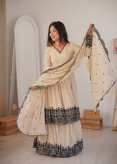 Latest Faux Georgette 3 Piece Suit Set with Embroidery Work | Ready To Wear Ethnic Outfit for Women