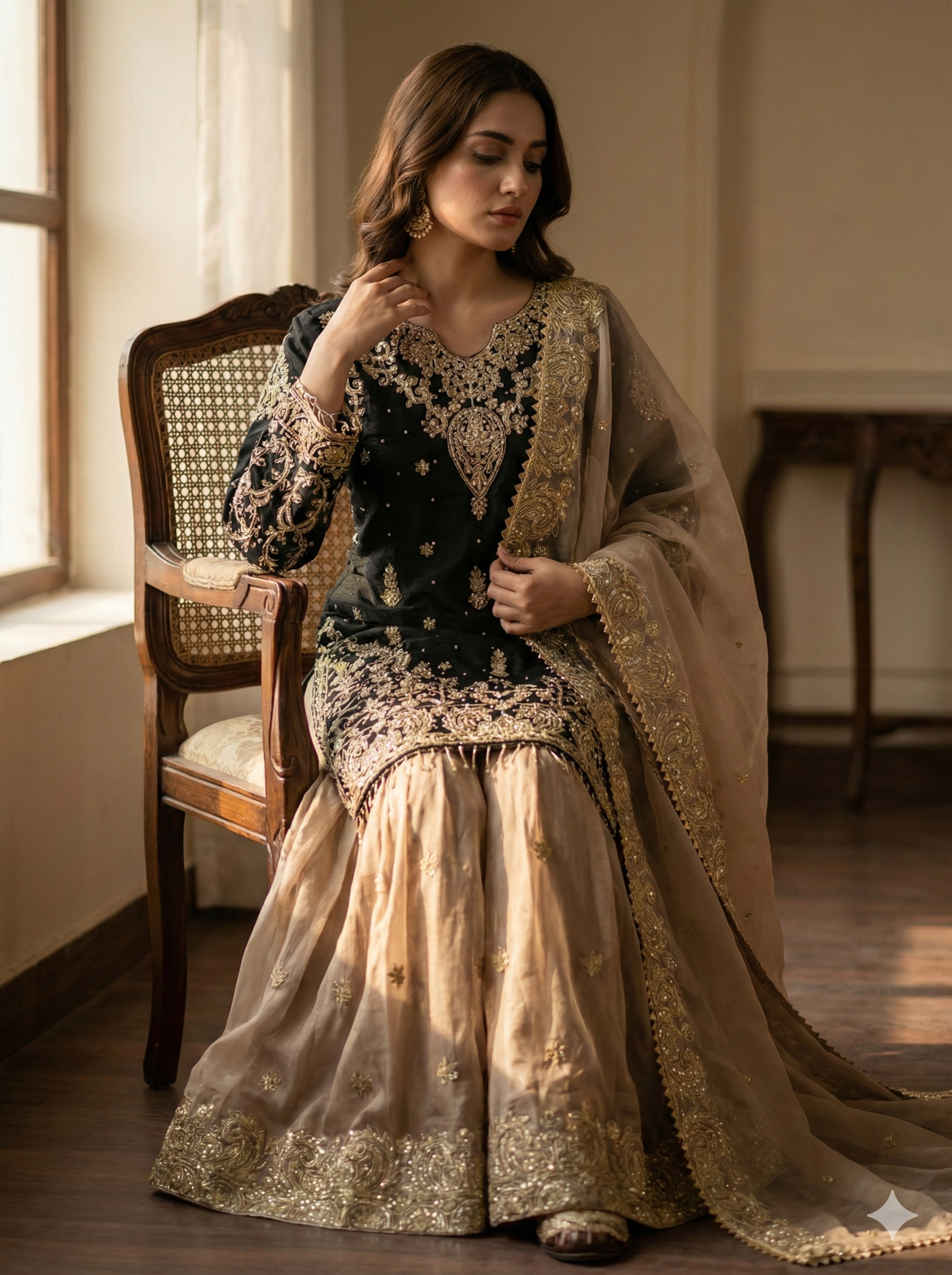 Pure Heavy GMY Silk Embroidered Coding Dori Sequence Work Set
