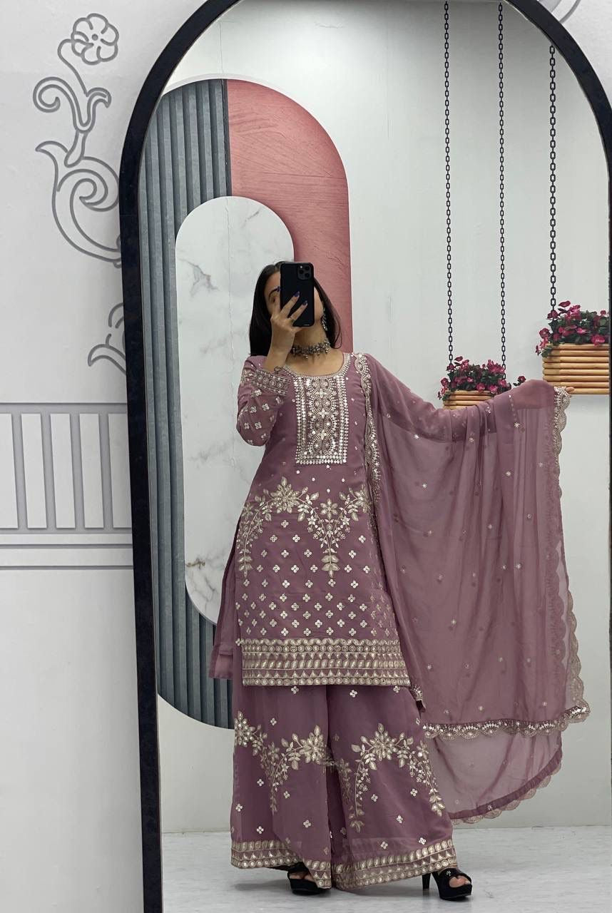 New Designer Party Wear Top Plazzo and Dupatta Set