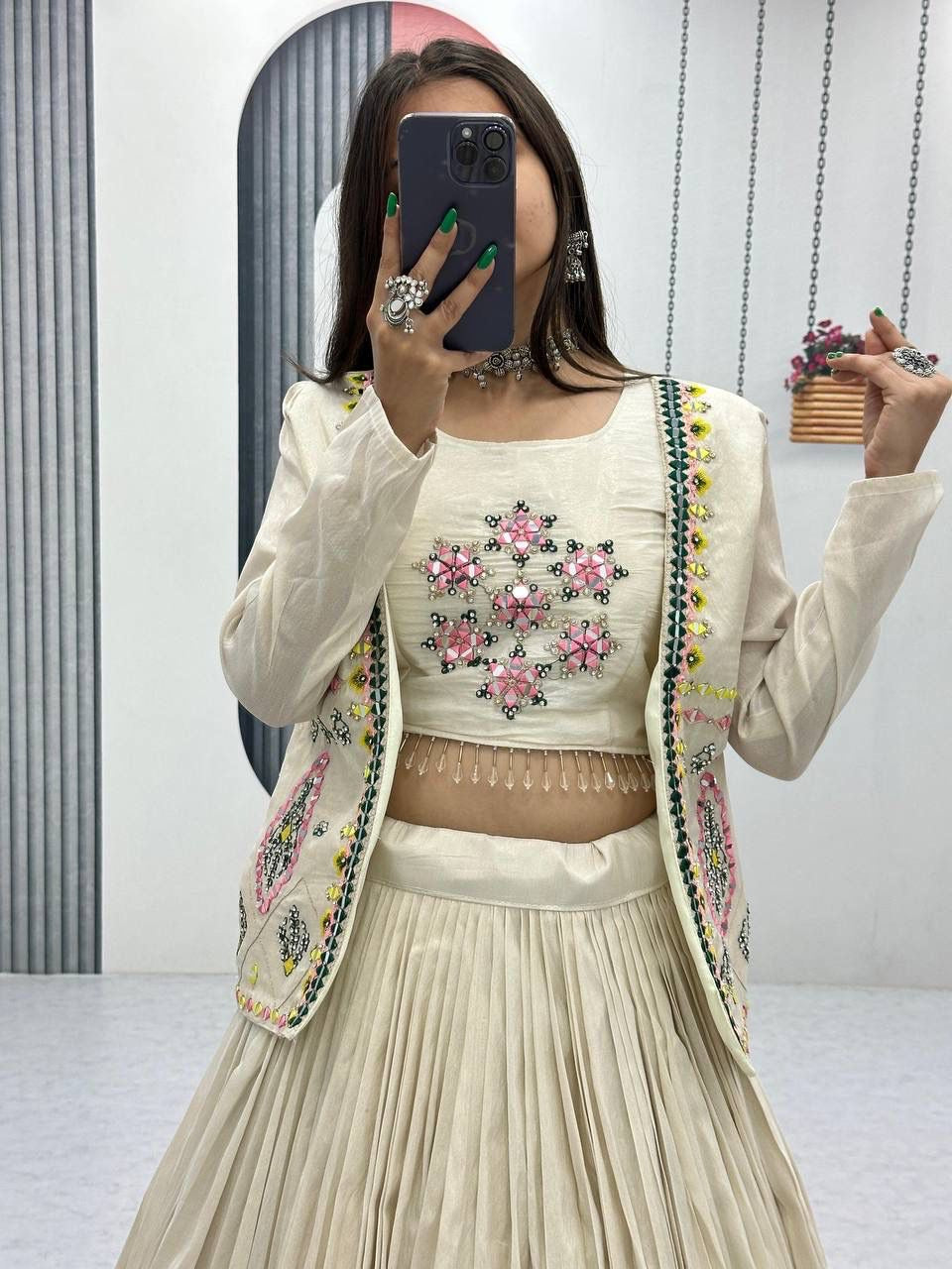 Festival Special Pure Tissue Fabric Lehenga Choli with Handwork Jacket