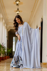 Premium Chinon Fabric Embroidered Gown with 3.5 Meter Flair & Dupatta | Ethnic Wear for Women