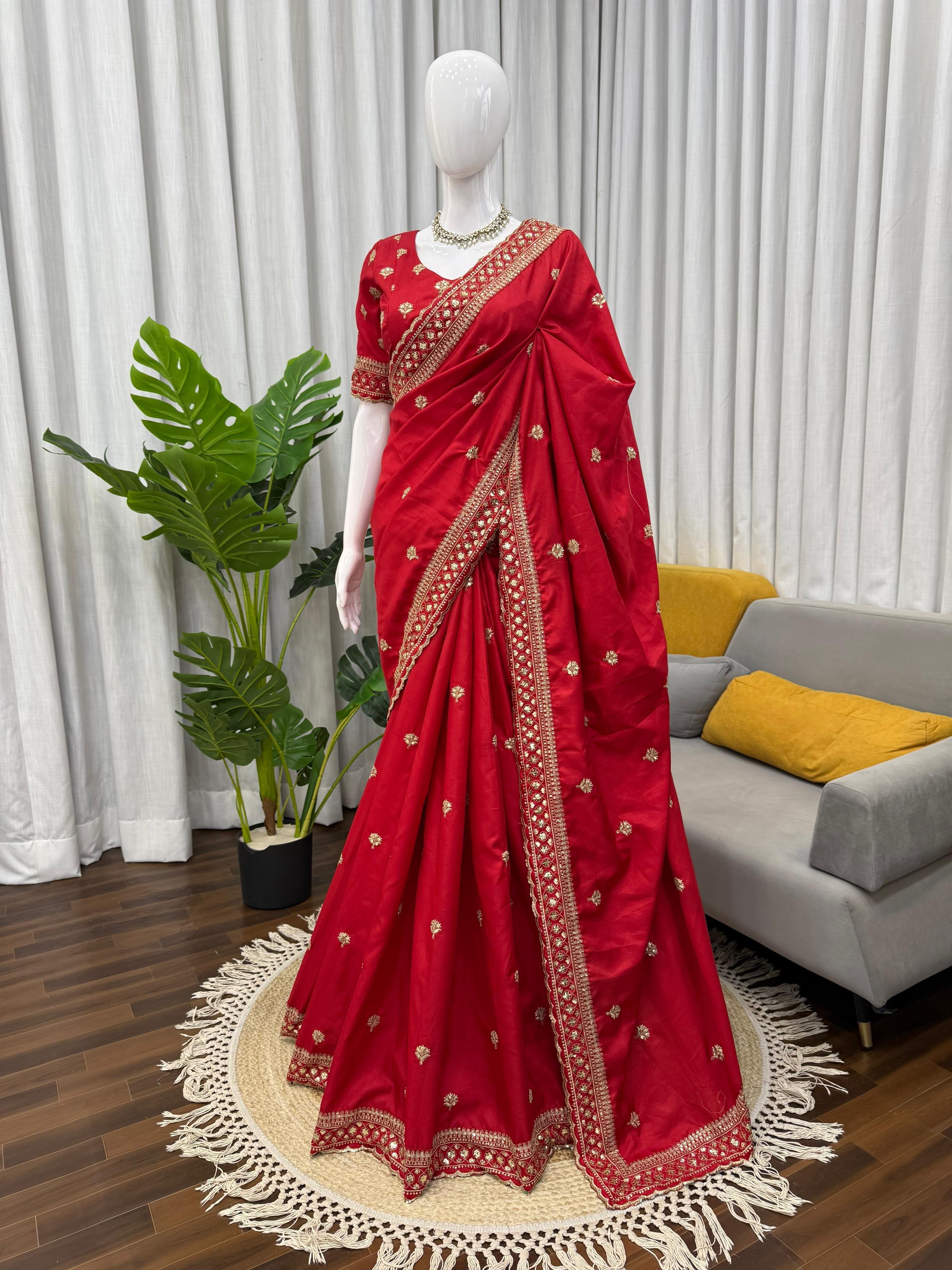 Luxury Designer Jalpari Silk Saree with Detailed Sequence Work