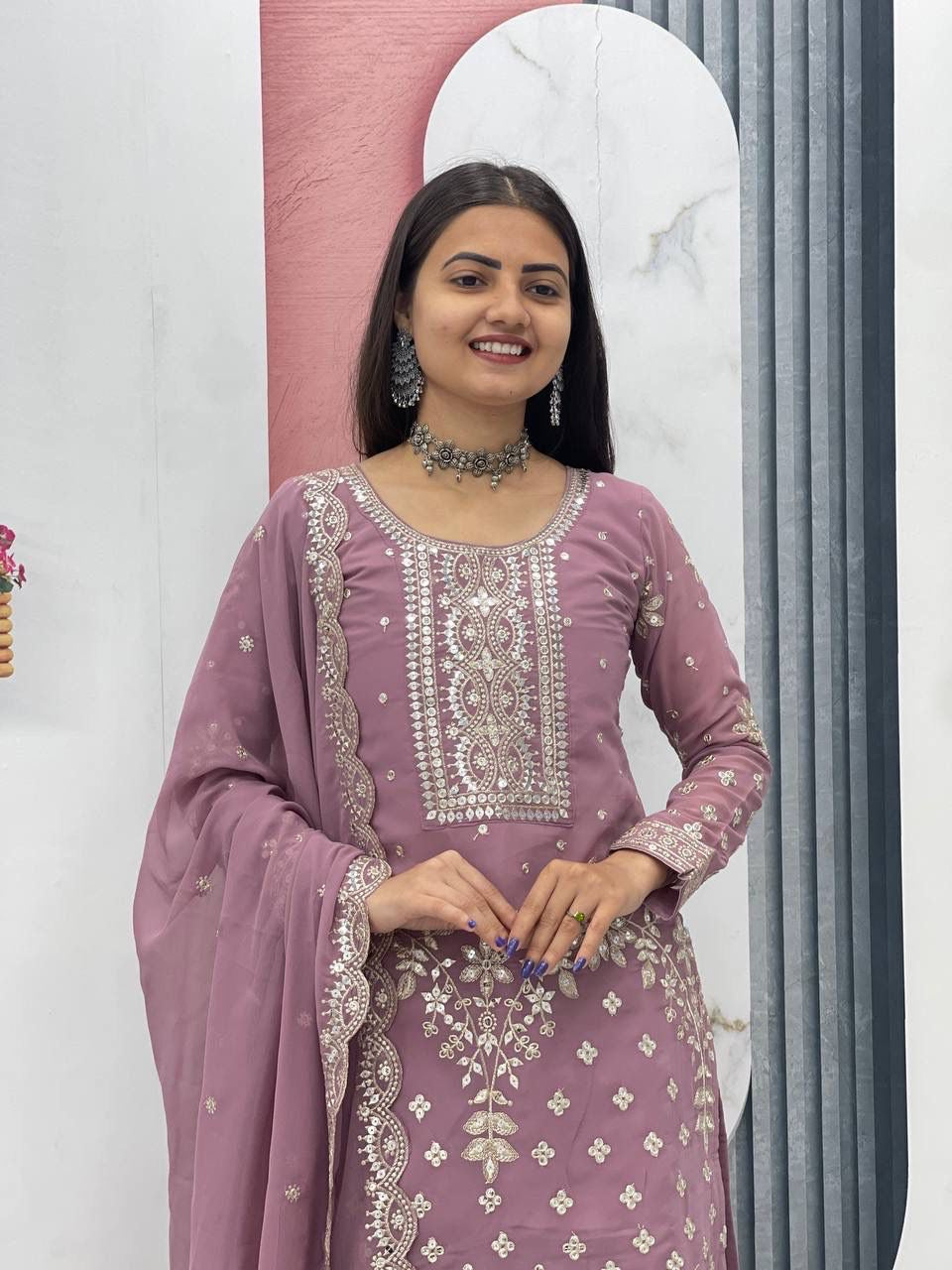 New Designer Party Wear Top Plazzo and Dupatta Set