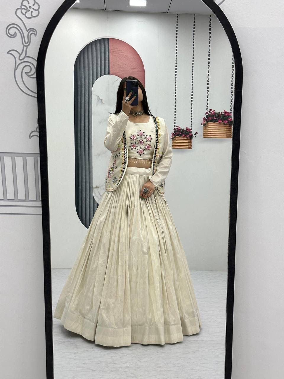 Festival Special Pure Tissue Fabric Lehenga Choli with Handwork Jacket
