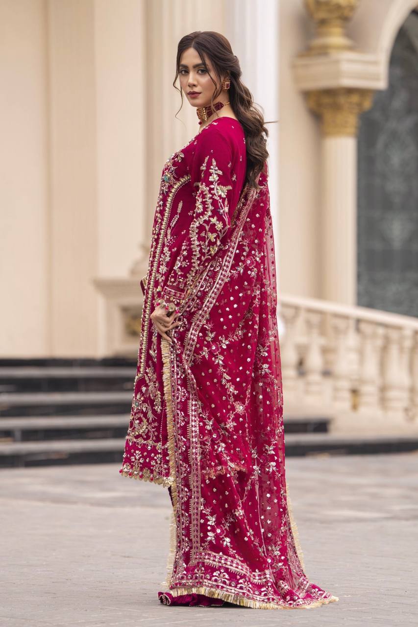 Heavy Embroidery Sequence Work Suit Set | Faux Georgette Kurta Palazzo Dupatta