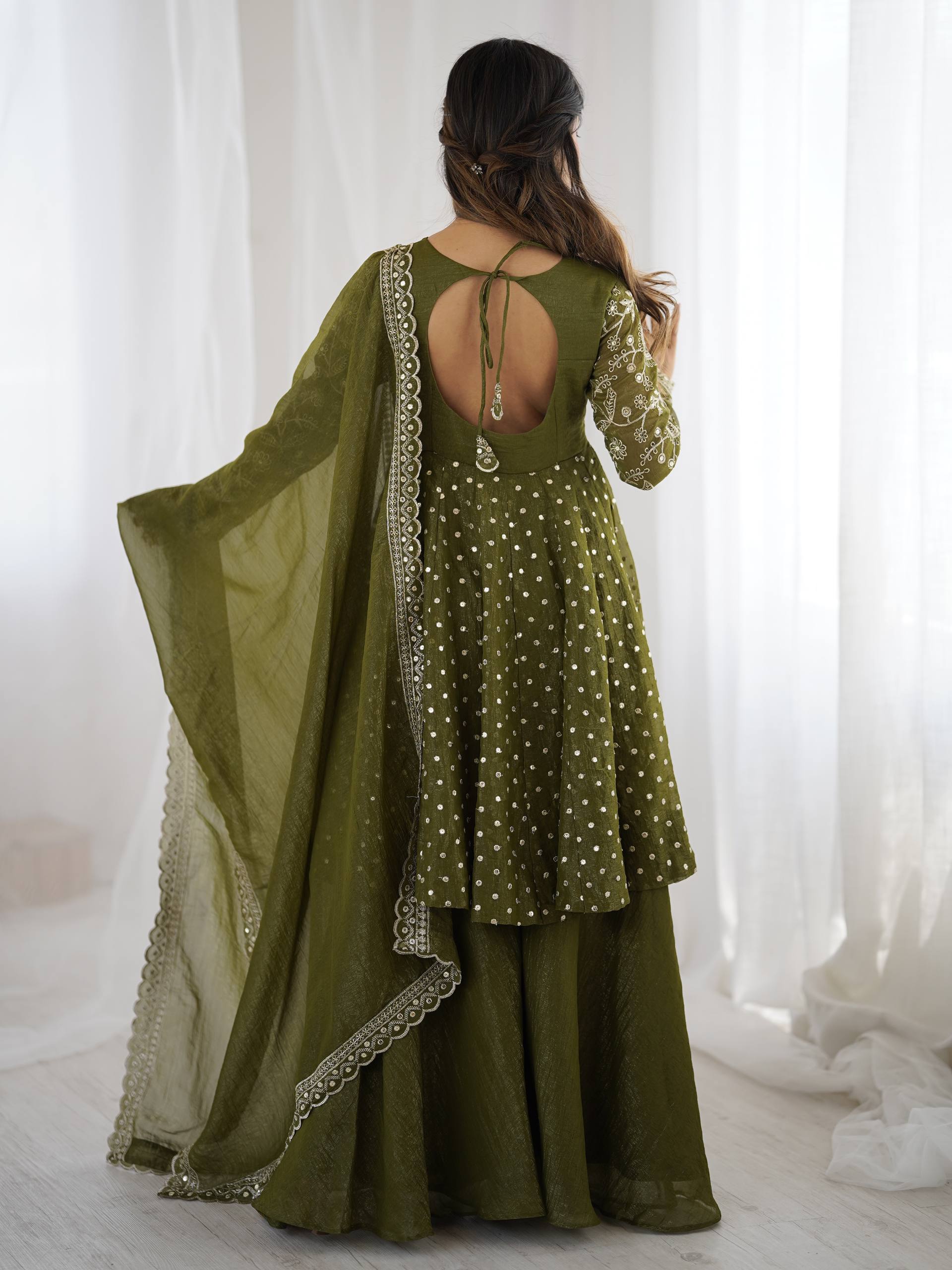 Designer Crunchy Silk Top Sharara Dupatta Set with Heavy Embroidery | Party & Wedding Wear Ethnic Outfit