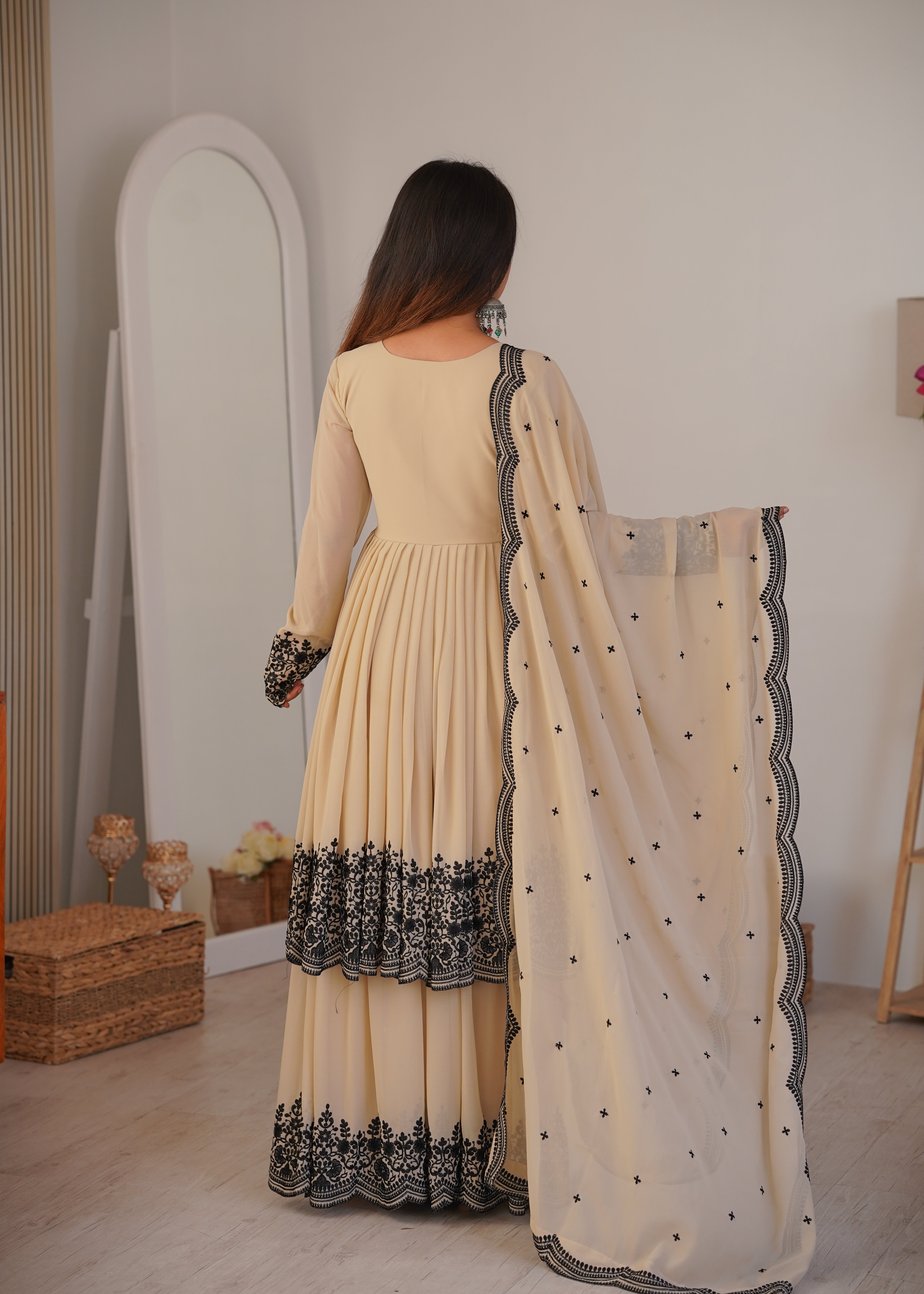 Latest Faux Georgette 3 Piece Suit Set with Embroidery Work | Ready To Wear Ethnic Outfit for Women
