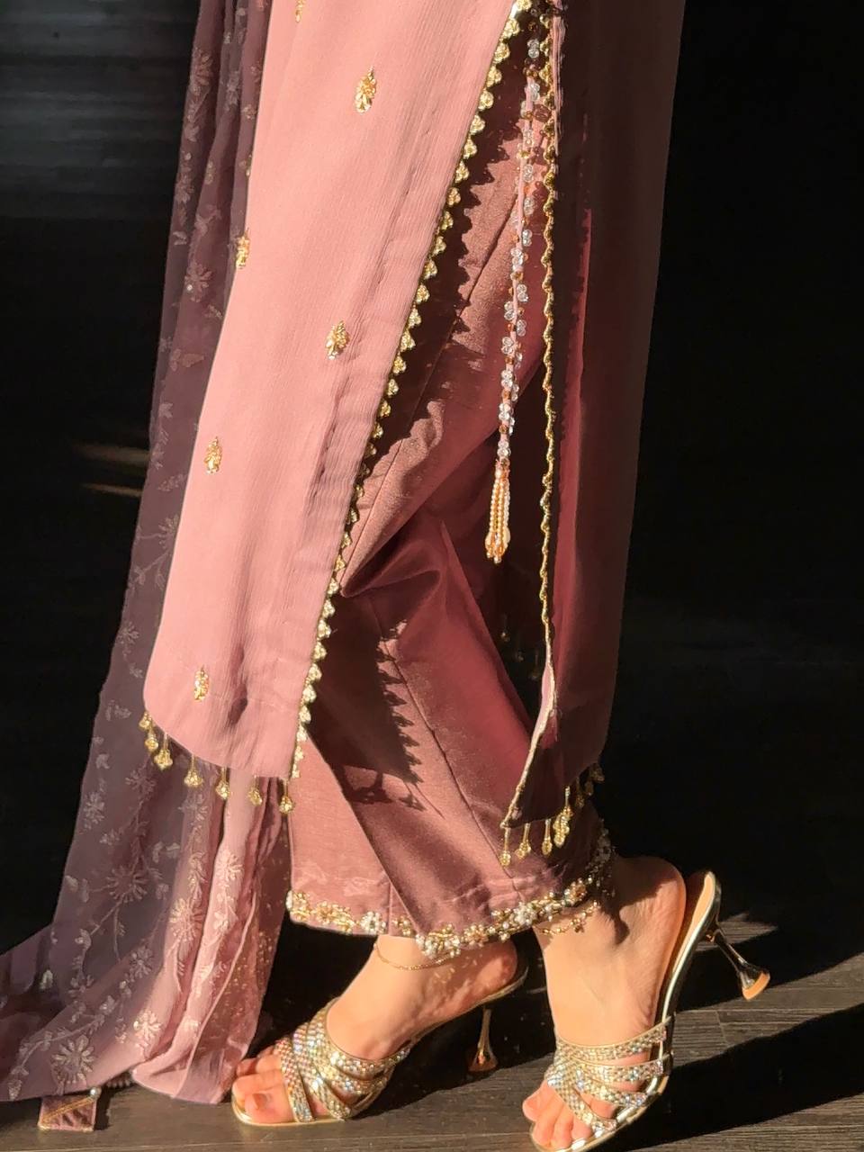 Elegant Heavy Embroidery Sequence Work Faux Georgette Top Pant Dupatta Set