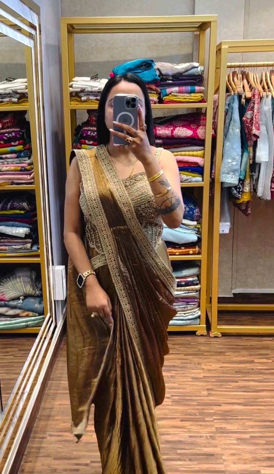 Superhit Drape Saree Set with Fully Embroidered Stylish Blouse – Party Wear