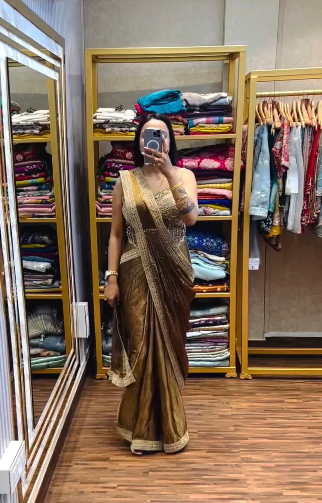 Superhit Drape Saree Set with Fully Embroidered Stylish Blouse – Party Wear