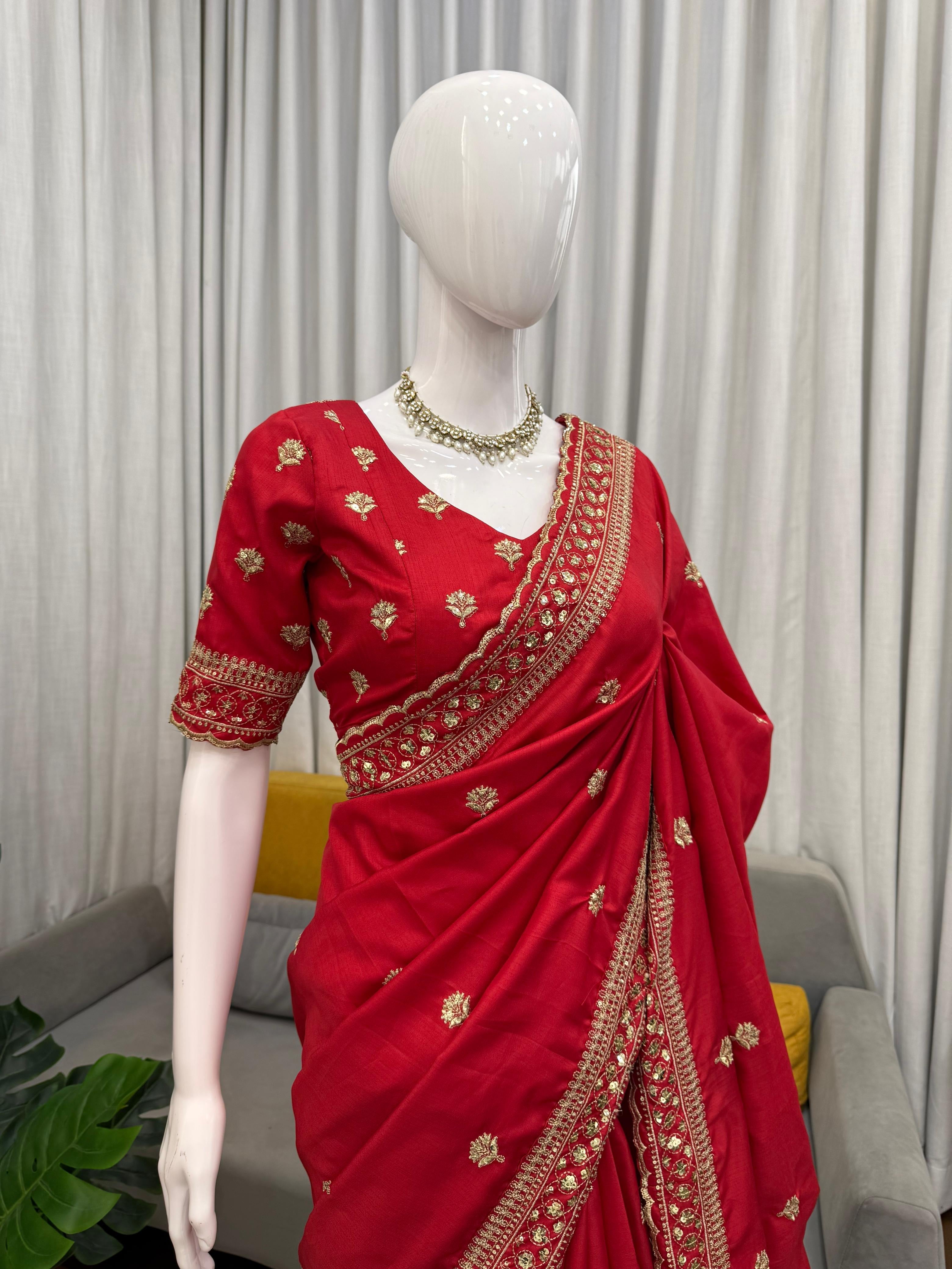 Luxury Designer Jalpari Silk Saree with Detailed Sequence Work