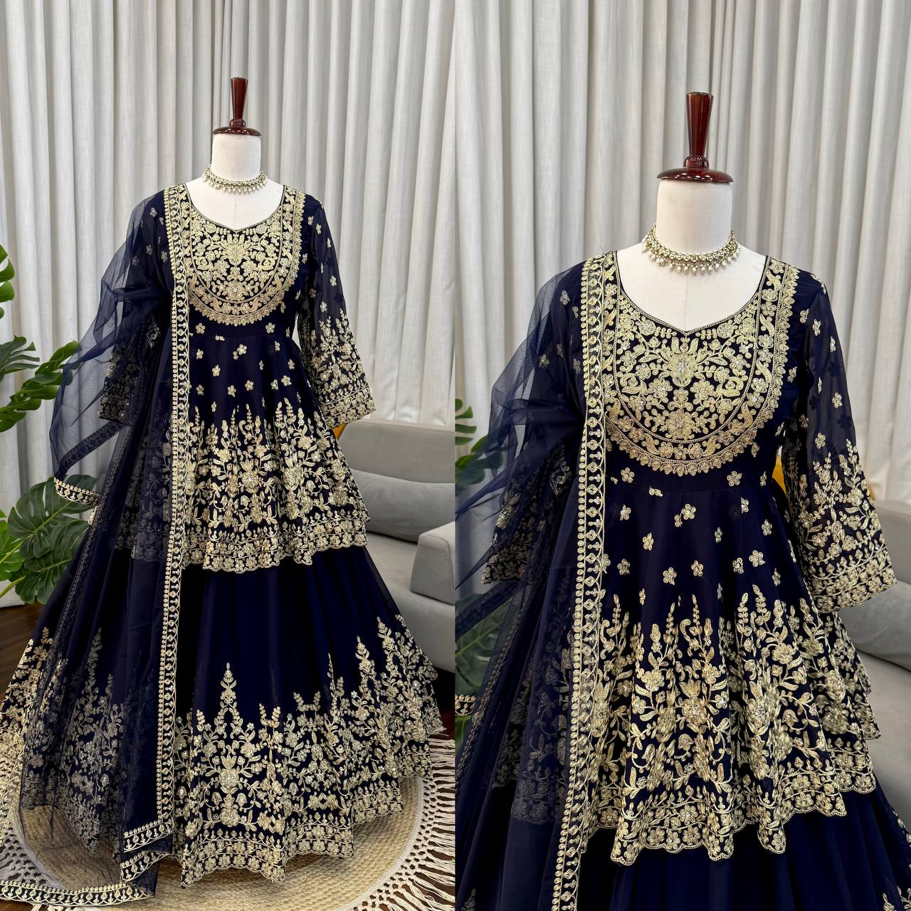 Boutique Style Coding Dori Work Ethnic Set - Front & Back Sequence Work
