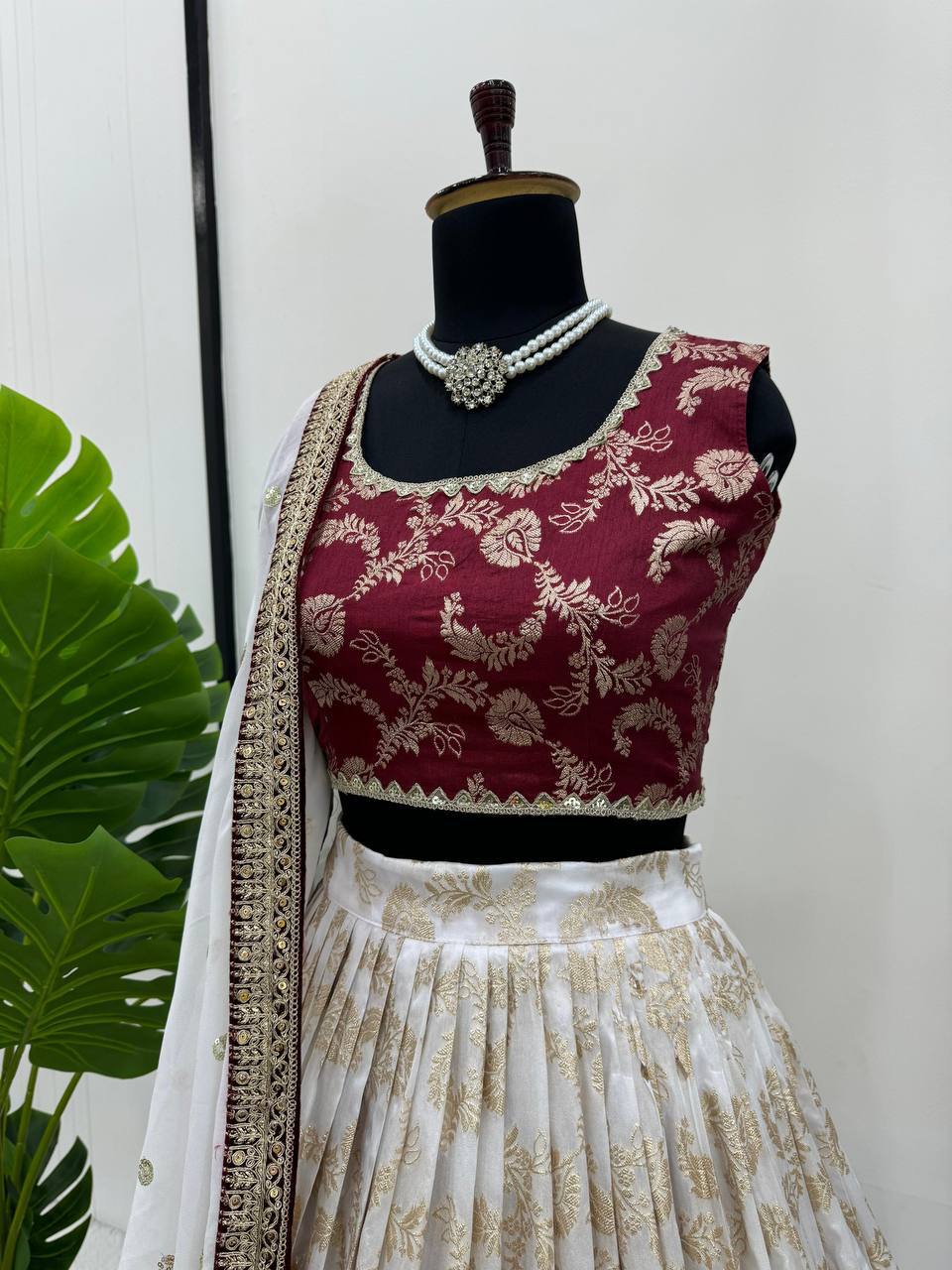 Premium Jacquard Coding Sequence Work Semi-Stitched Lehenga Choli