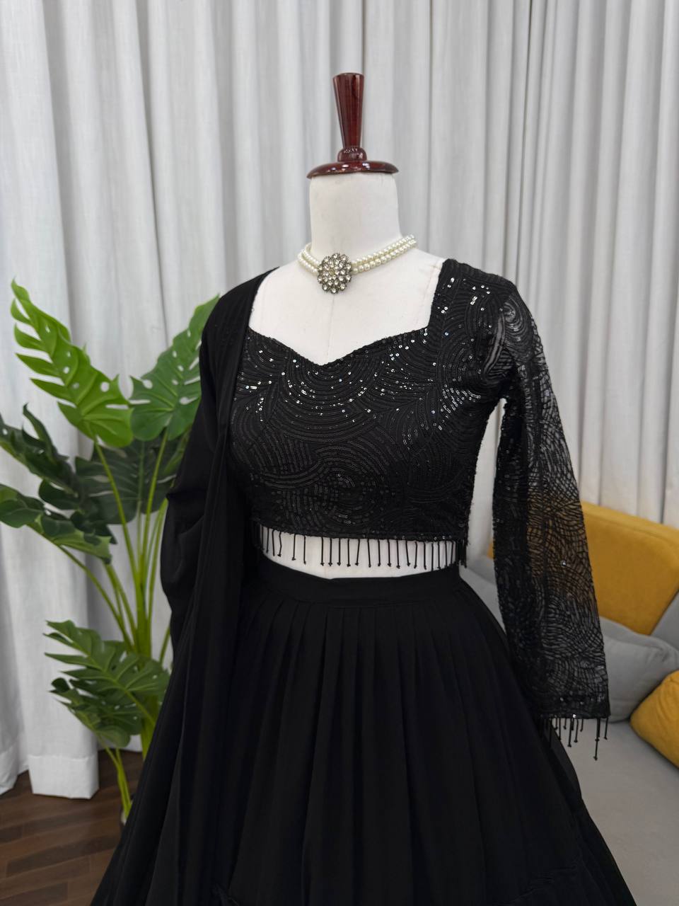 Premium Boutique Collection Ruffle Lehenga with Sequence Net Choli