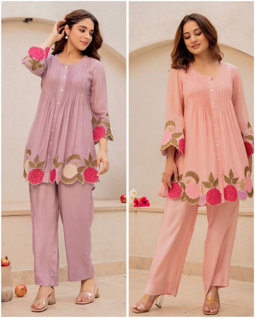 Premium Mul Chanderi Embroidered Co-ord Set with Cutwork Design