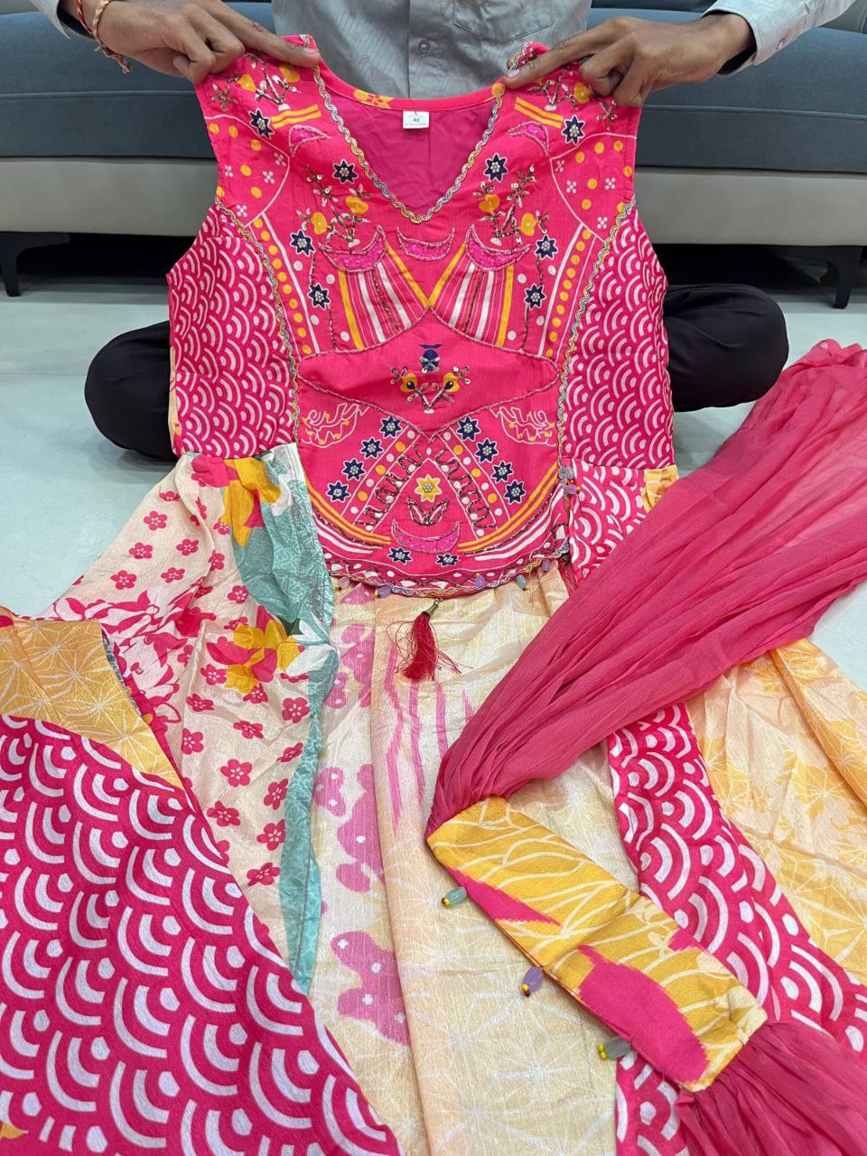Elegant Hand-Worked Chinon Kurti Set for Weddings and Celebrations