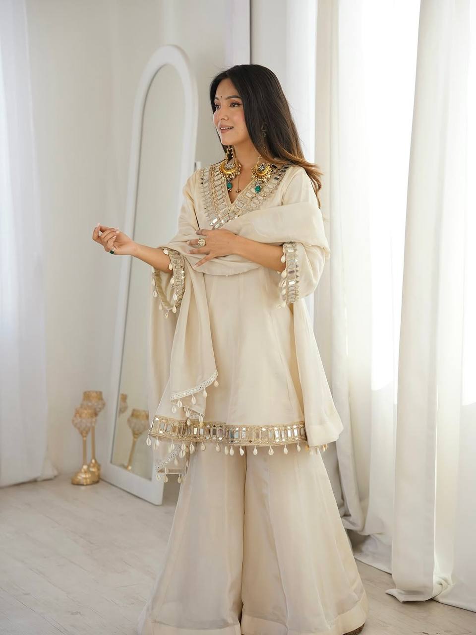 Premium Quality Fully Stitched Organza Sharara Plazzo Set