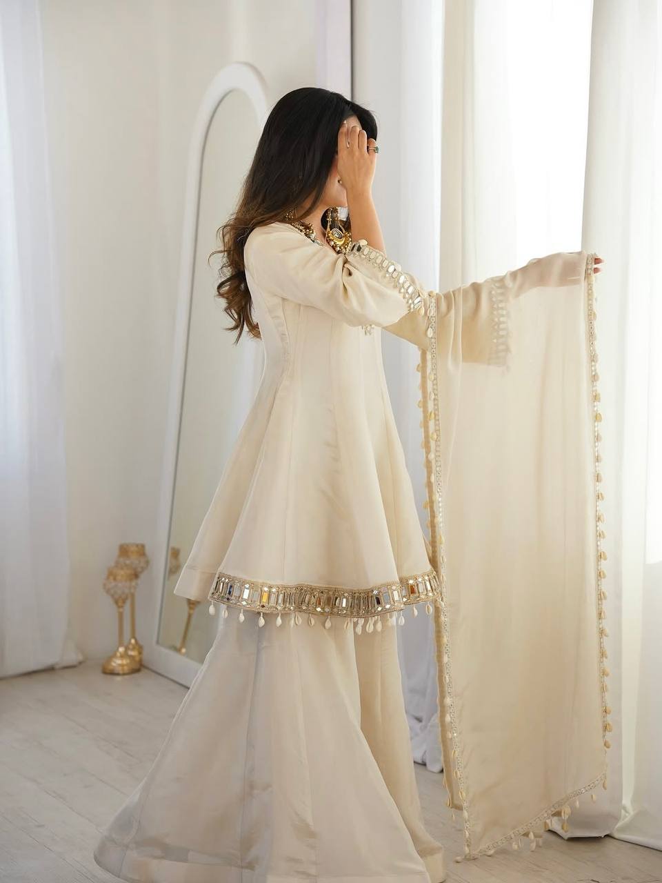 Premium Quality Fully Stitched Organza Sharara Plazzo Set