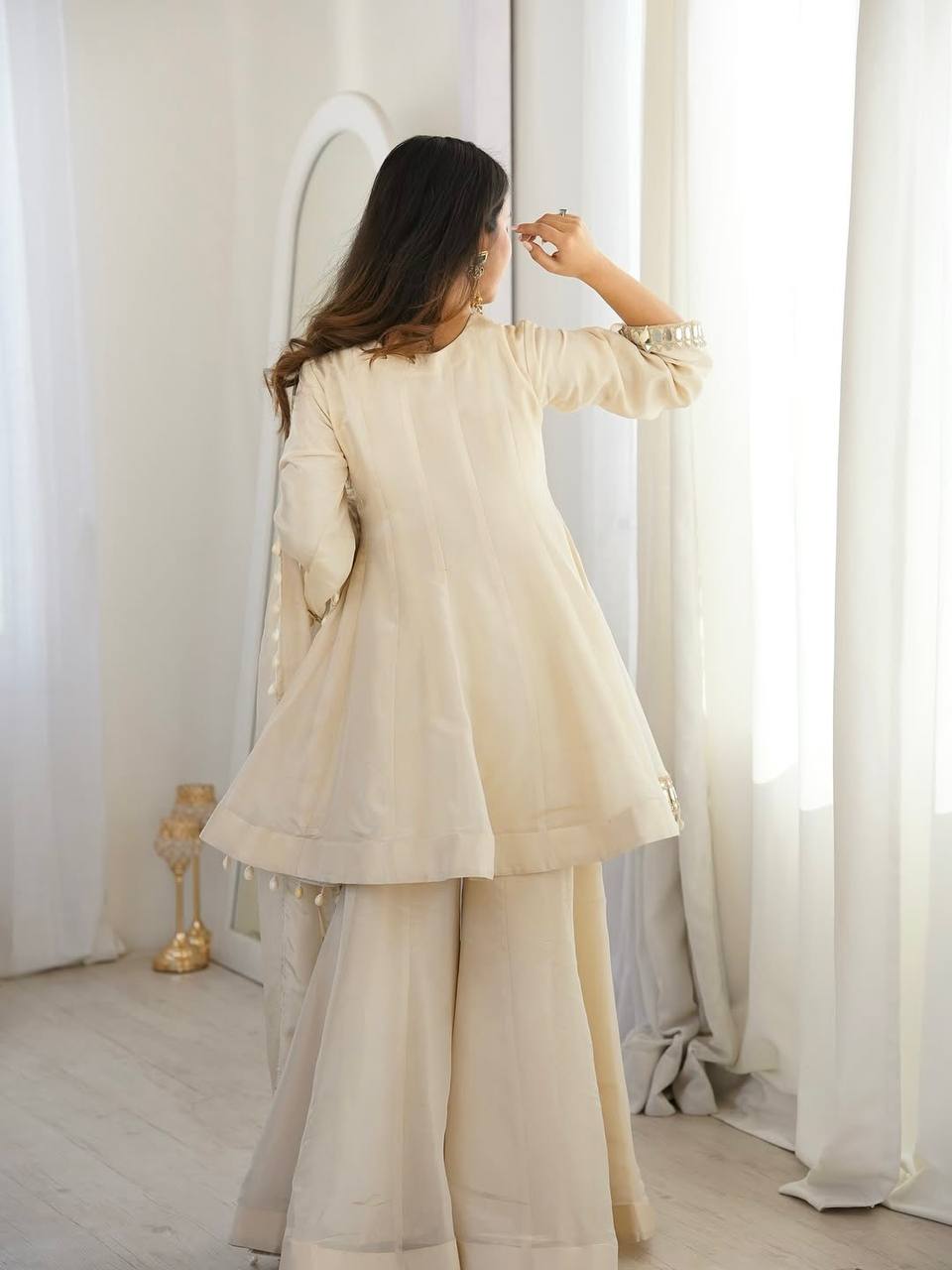Premium Quality Fully Stitched Organza Sharara Plazzo Set