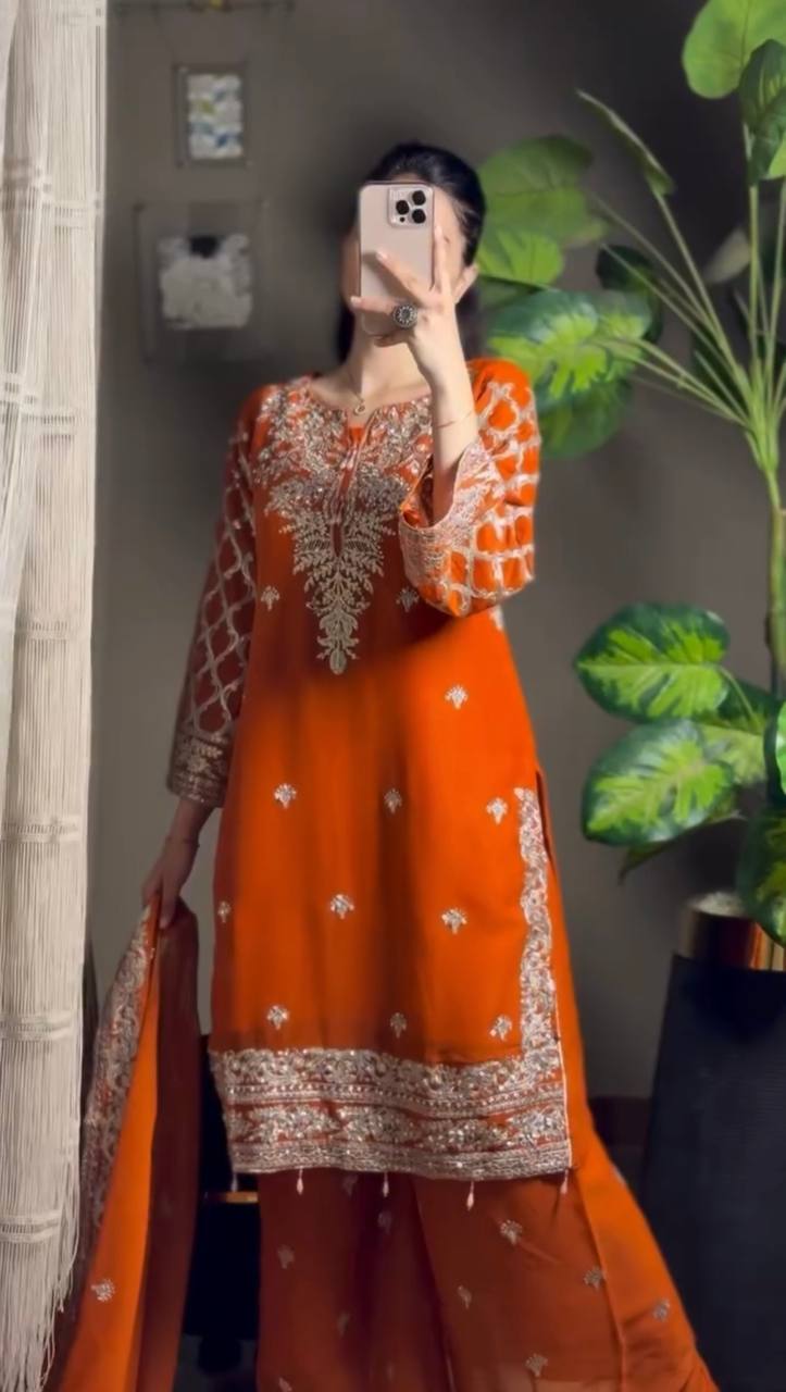 Boutique Style Thread Work Plazzo Set for Weddings