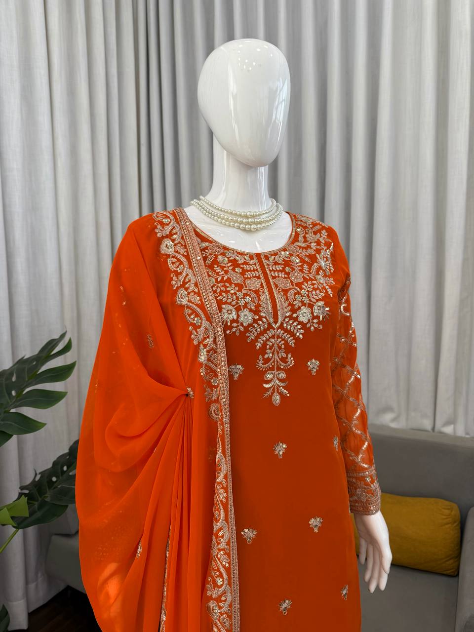 Boutique Style Thread Work Plazzo Set for Weddings