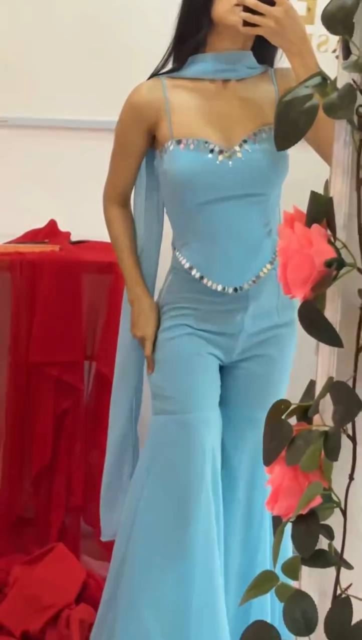 Iconic 90’s Style Real Mirror Work Sharara Set