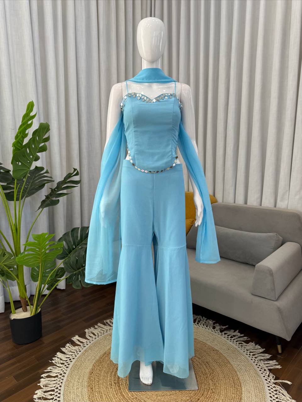 Iconic 90’s Style Real Mirror Work Sharara Set