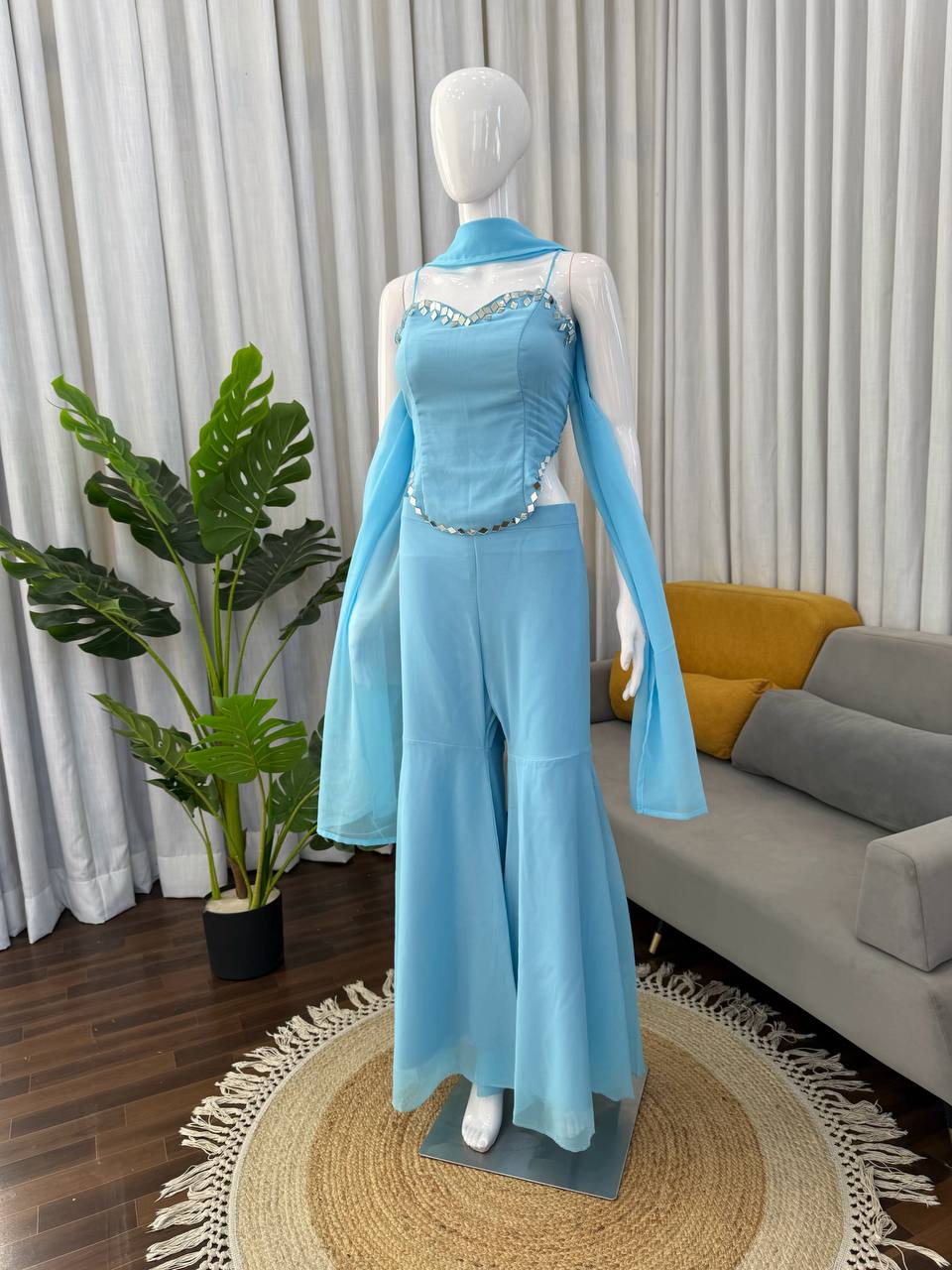 Iconic 90’s Style Real Mirror Work Sharara Set