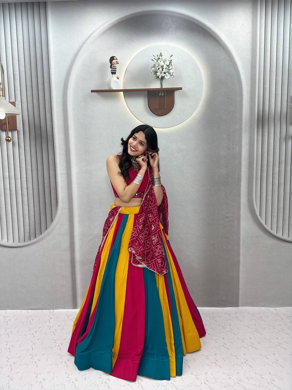 Navratri Special Multi-Colour Kali Pure Cotton Lehenga Choli