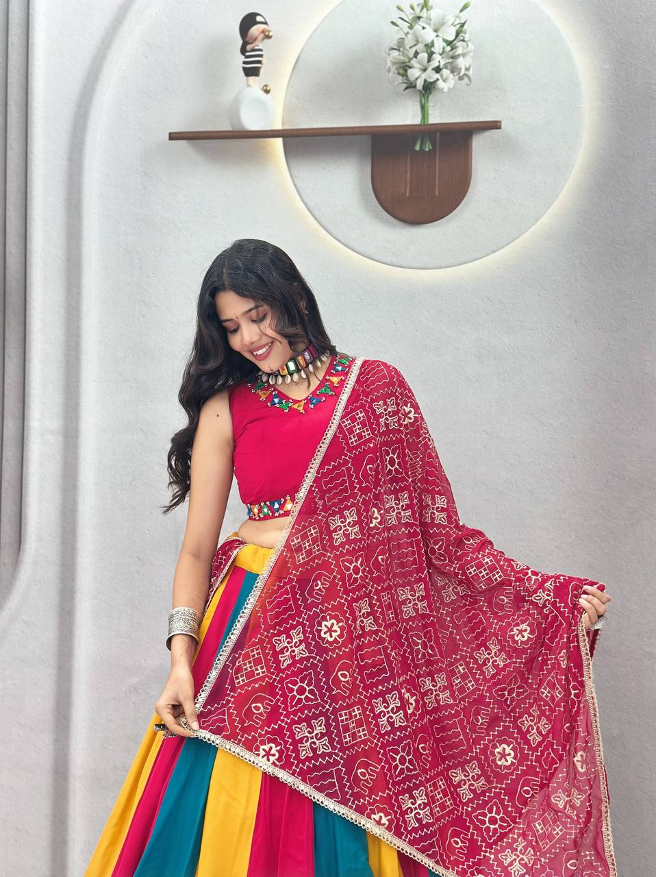 Navratri Special Multi-Colour Kali Pure Cotton Lehenga Choli