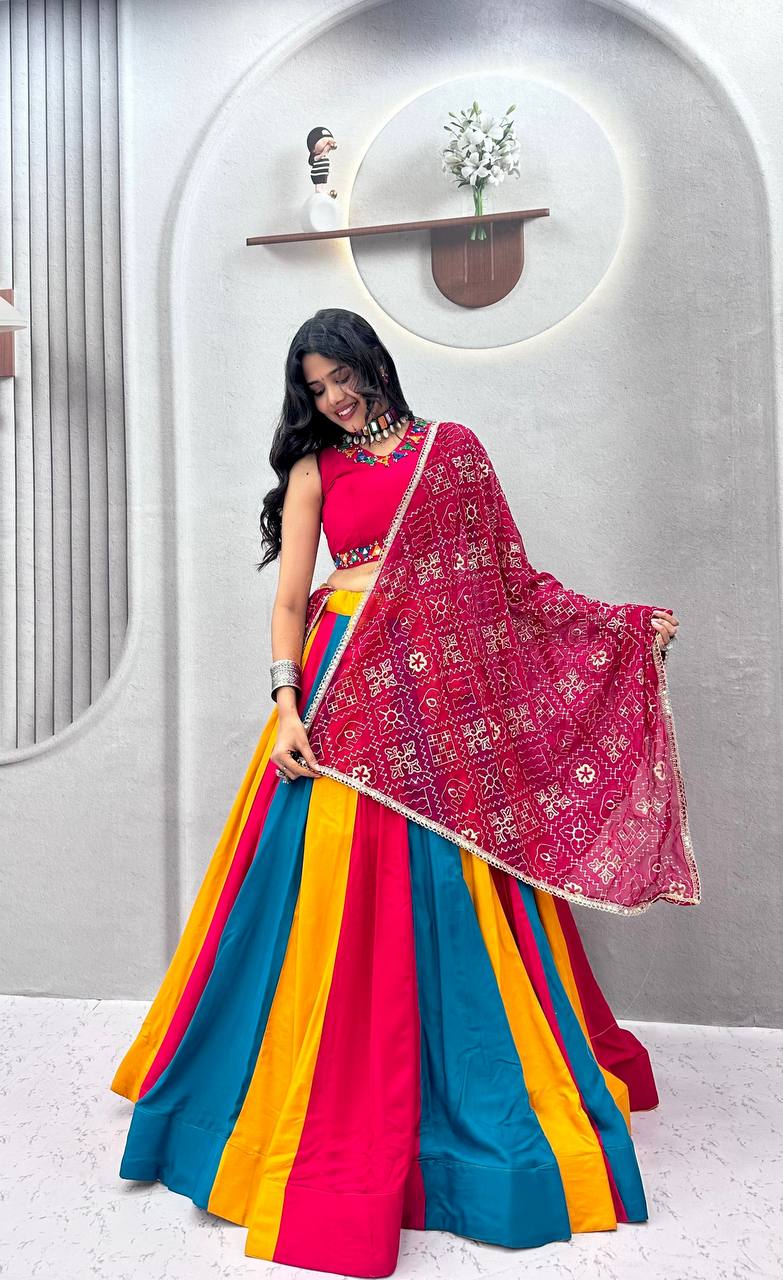 Navratri Special Multi-Colour Kali Pure Cotton Lehenga Choli