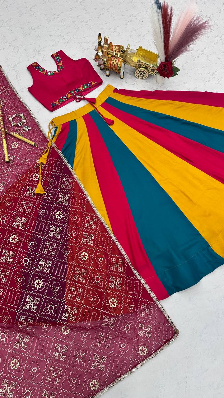 Navratri Special Multi-Colour Kali Pure Cotton Lehenga Choli
